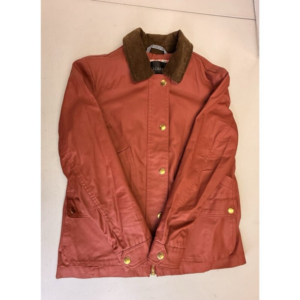 J Crew Coated Cotton Bard Jacket Corduroy Collar Red XXS Chore Barn
